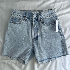 Light Blue Raw Cut '90s Girlfriend Denim Shorts